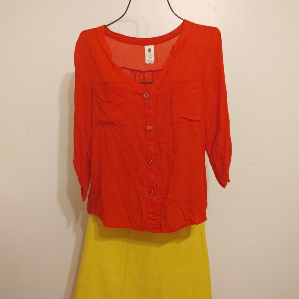 Needle & Thread | Women's Red Button-up Blouse